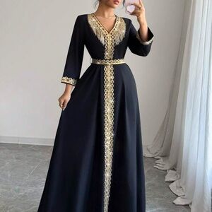SHEIN Black Dress with Gold Accents